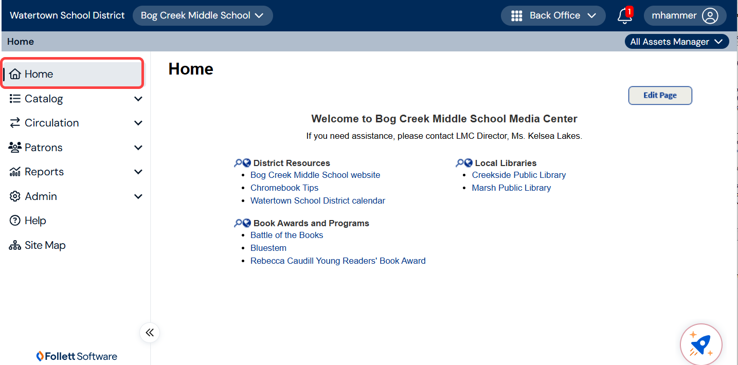 Home page.