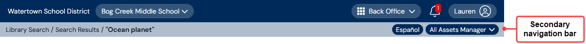 Secondary navigation bar.