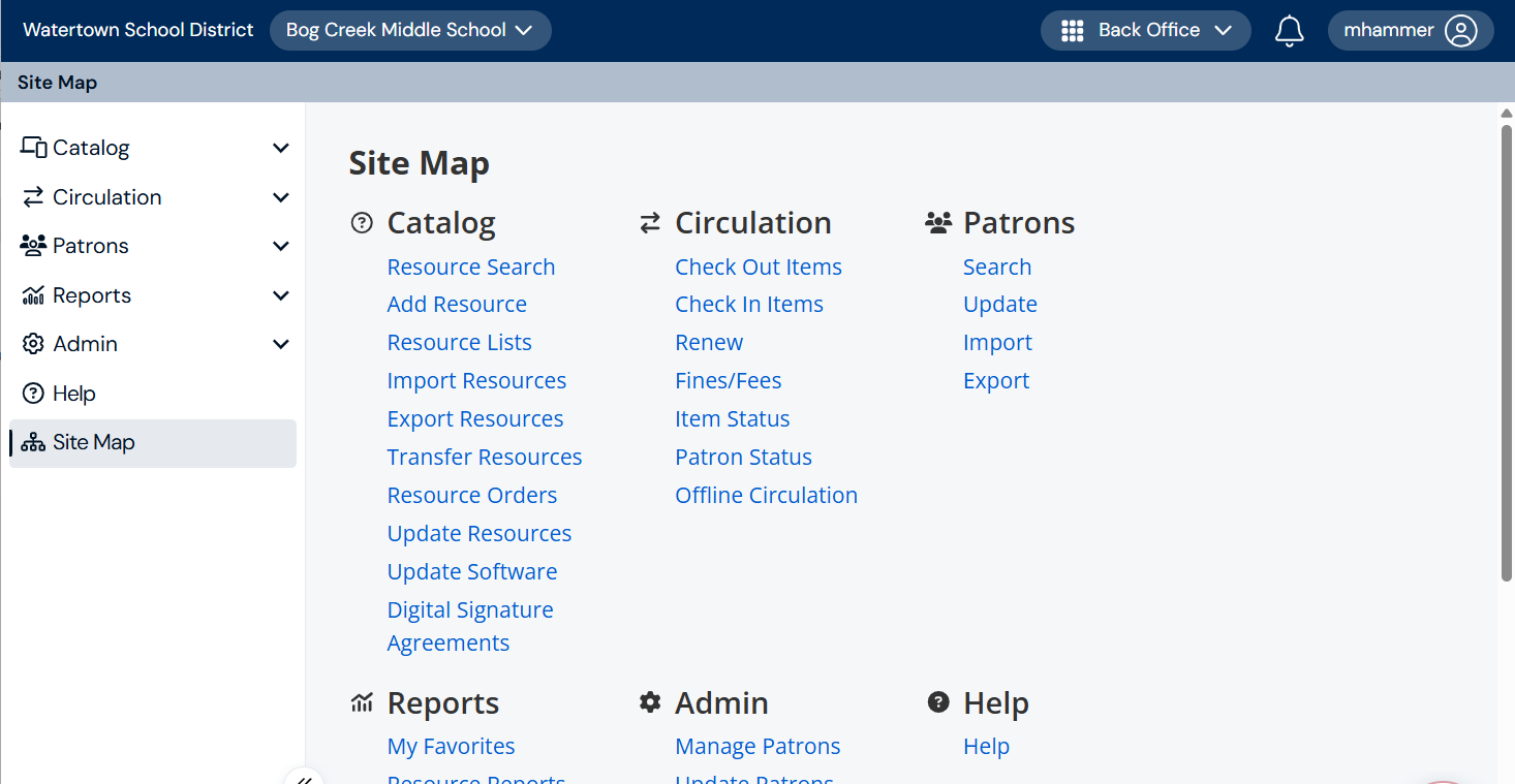 Site Map page.