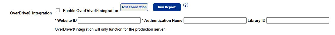 OverDrive Integration section of Edit District page.