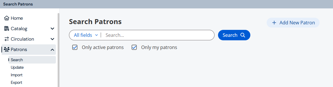 Search Patrons page.