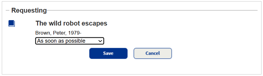 Hold Request page with "As soon as possible" selected.