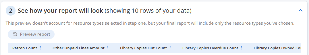 Report Builder step 2: Preview the report.