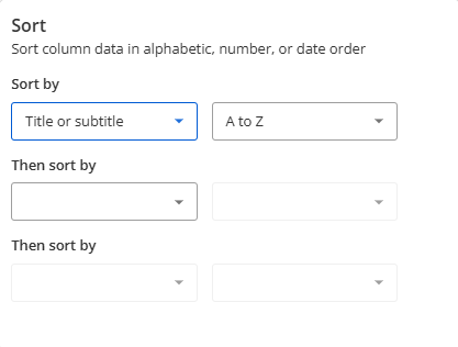 Report Builder 2.0 Sort section.