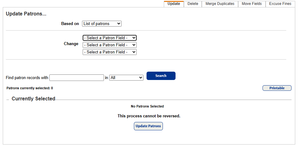 Update Patrsons page Update sub-tab based on patron list