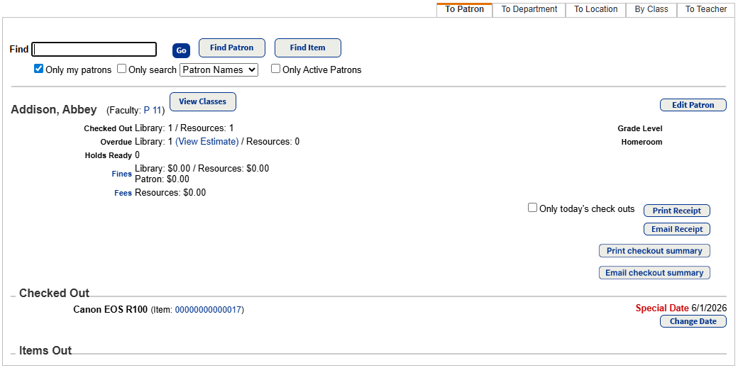 Check out and change due date.
