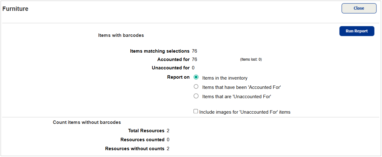 Screenshot of the In-process Inventory report.